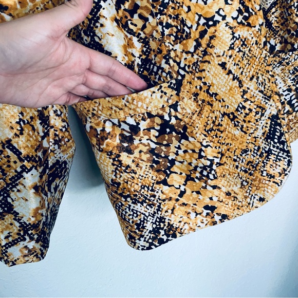 Kasper Snake Print Gold Boho Open Front Shimmer Blazer Jacket 8 - Picture 3 of 6